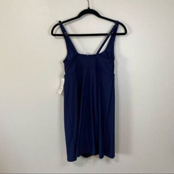 NWT Modest Land's End Swim Dress Built in Swim Shorts Navy Blue Size 6 - Picture 3 of 6